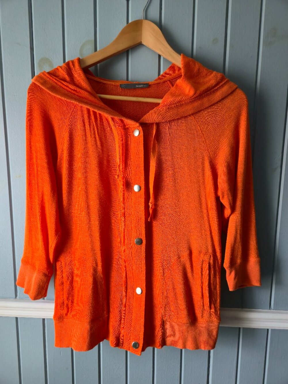 Y2K Orange Lightweight Hooded Knit Cardigan, Size M